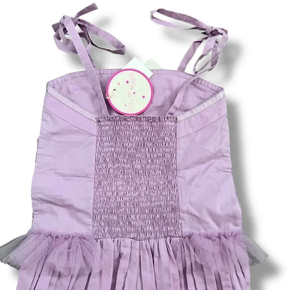NWT! Tutu du Monde Lavender Purple Sequin Tulle Shorts Romper Onesie Size 8-9